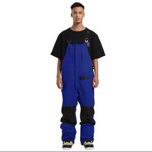 Gsou Snow Men's Navy Full Front Zip Snow Bibs with Hook & Loop Closure Size XXL